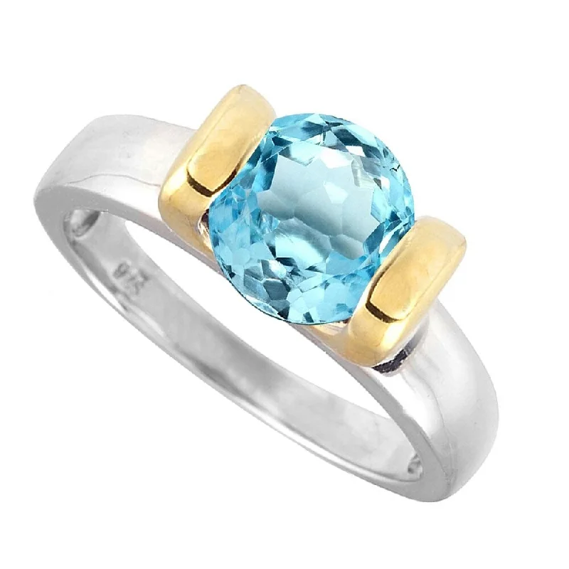 engagement rings with diamonds -Sterling Silver with Natural Sky Blue Topaz Solitaire Ring