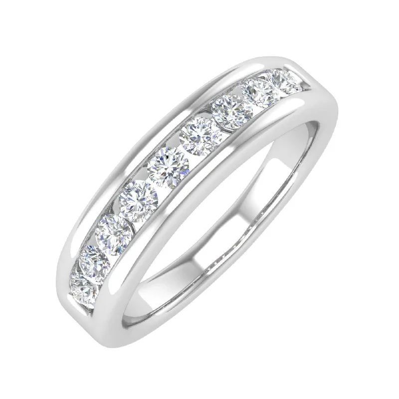 silver rings for women -1/2 Carat Channel Set Diamond Wedding Band Ring in Gold - IGI Certified