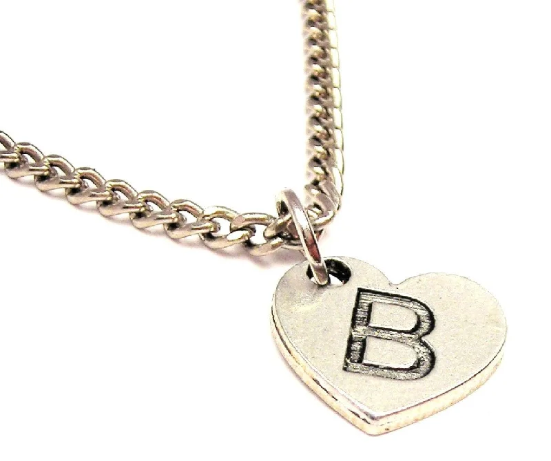 birthstone pendant necklaces -Heart Shaped Initial B Single Charm Necklace