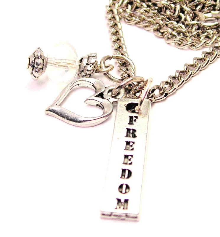 elegant chain necklaces for women -Freedom Long Tab Necklace with Small Heart