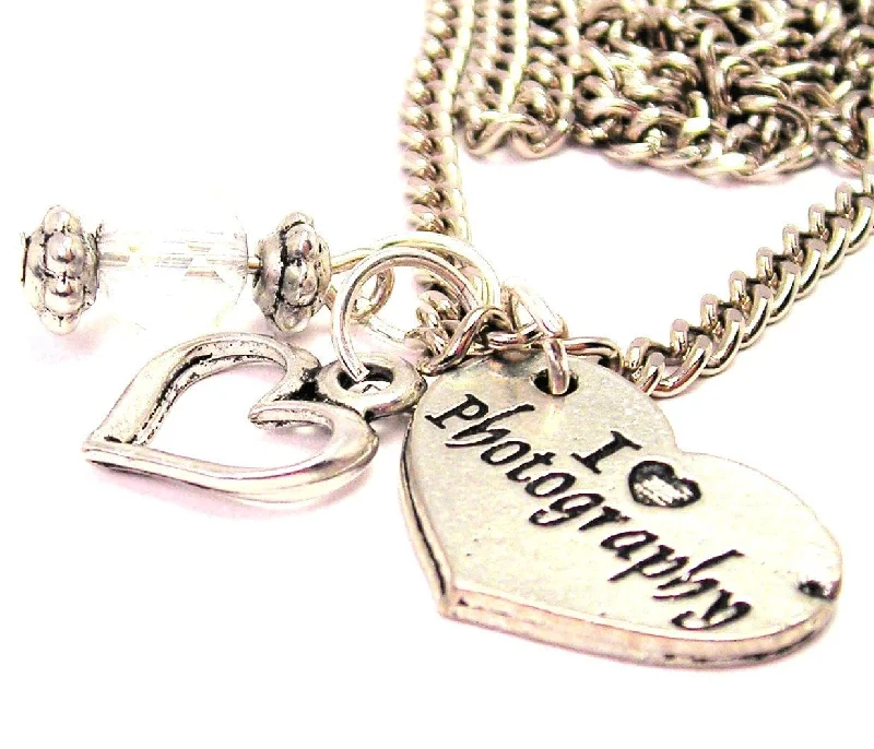 jewelry sets with necklaces -I Love Photography Heart Necklace with Small Heart