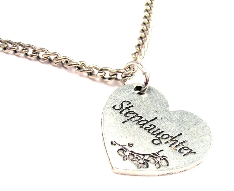 women's gold necklaces -Stepdaughter Heart Single Charm Necklace