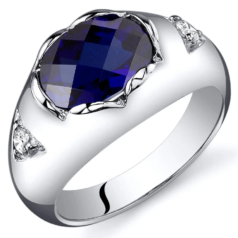 custom rings for women -Sterling Silver 2.5 ct Created Sapphire Birthstone Ring