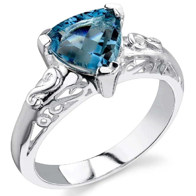 modern wedding rings for women -Sterling Silver 2 ct London Blue Topaz Solitaire Ring