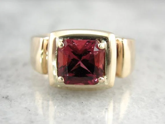 wedding rings for couples -Outstanding Tourmaline in Hefty Gold Ring, Appropriate for Men or Women