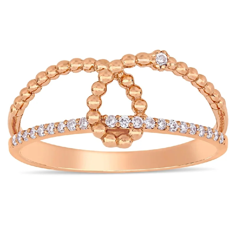 statement rings for women -Miadora 14k Rose Gold 1/10ct TDW Diamond Studded Loop Ring