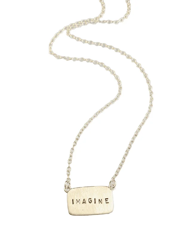 personalized necklaces for women -16" Sterling Silver 'Imagine' Tag Necklace