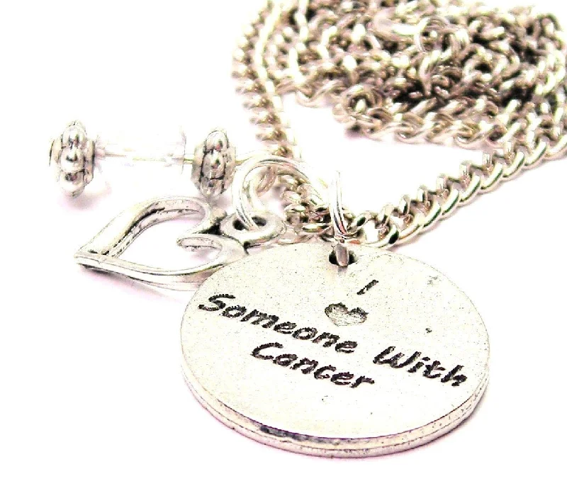 rose gold necklaces for women -I Love Someone With Cancer Necklace with Small Heart