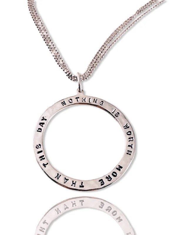 birthstone necklaces for women -GK Designs 24” Sterling silver 'Nothing is Worth More Than This Day’ Necklace