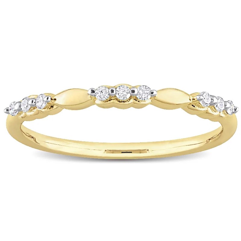 heart diamond rings for women -Miadora 1/10ct TDW Diamond Stacking Semi-Eternity Ring in Yellow Plated Sterling Silver