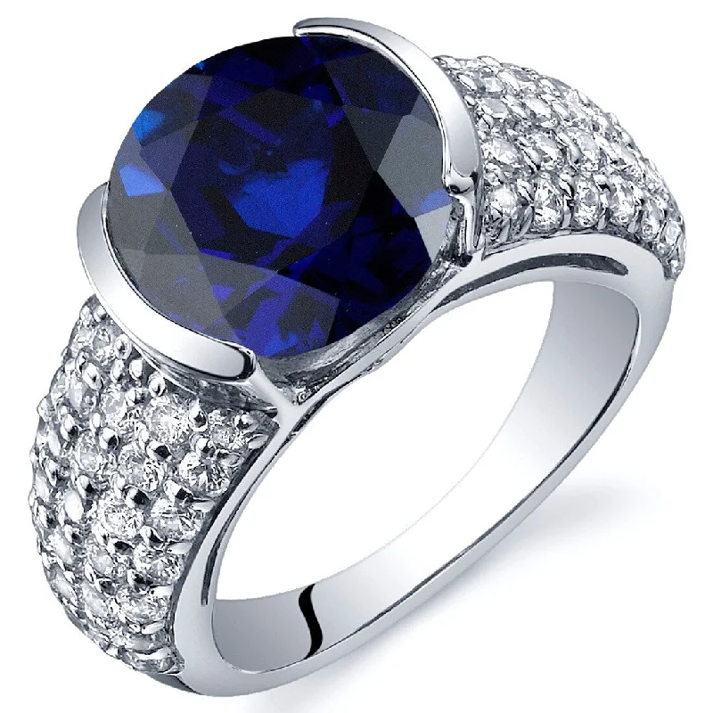 statement rings for women -Sterling Silver 5.25 ct Created Sapphire Birthstone Ring