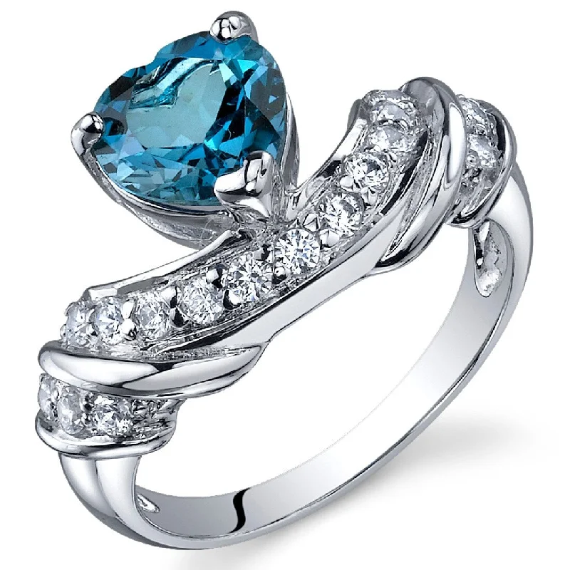 stylish rings for women -Sterling Silver 1.25 ct London Blue Topaz Birthstone Ring