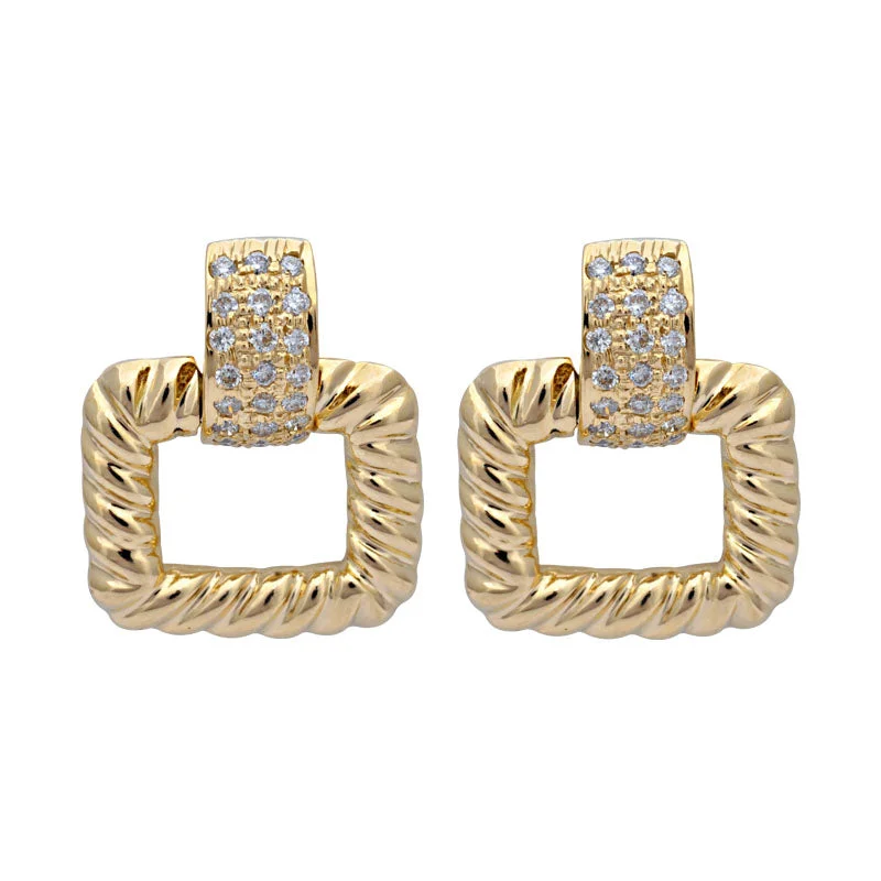 women's gold earrings -Earrings-Diamond