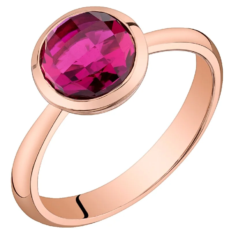 colored gemstone engagement rings -14k Rose Gold 2.5ct Created Ruby Solitaire Birthstone Ring