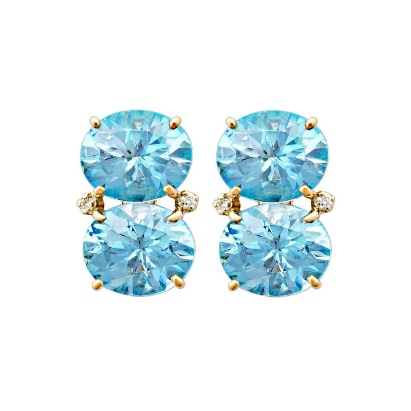 creative earrings for women -Earrings-Blue Topaz and Diamond