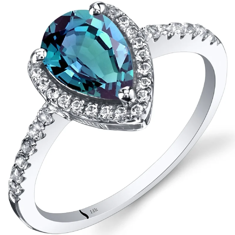 mixed metal rings for women -14k White Gold 1.79ct Created Alexandrite and White Topaz Ring