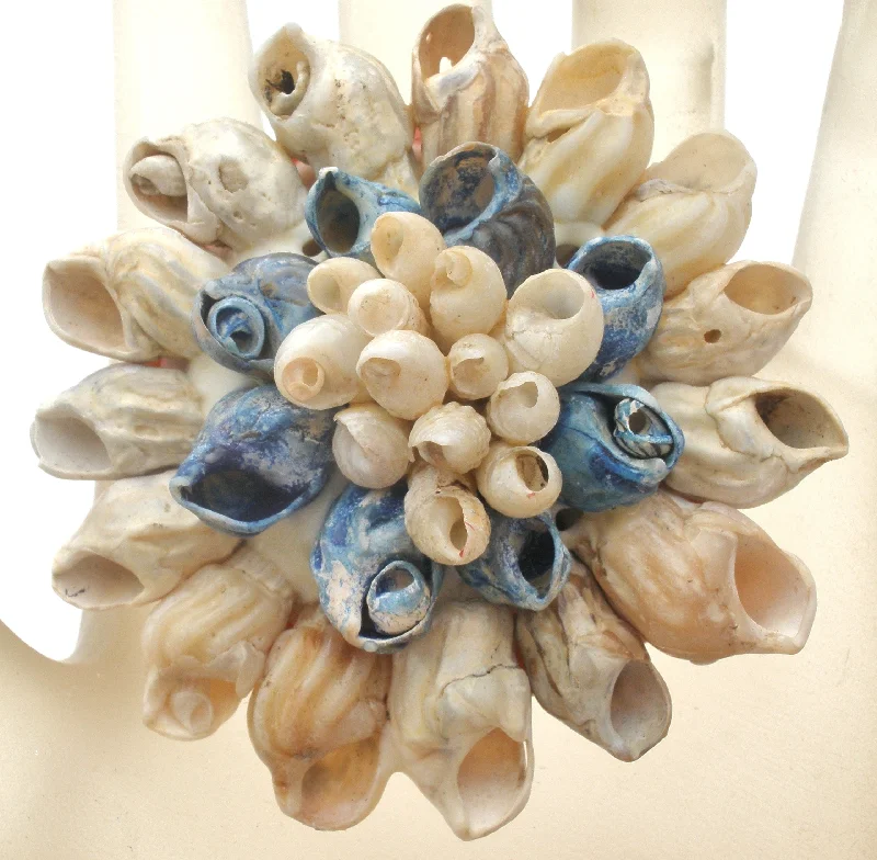 Vintage Seashell Brooch Pin Handmade