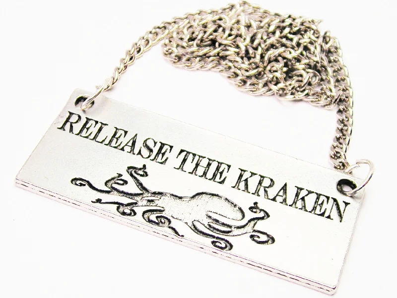 personalized heart necklaces -Release The Kraken Statement Platform Necklace