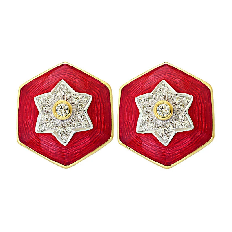 chunky earrings for women -Earrings-Diamond (Enamel)