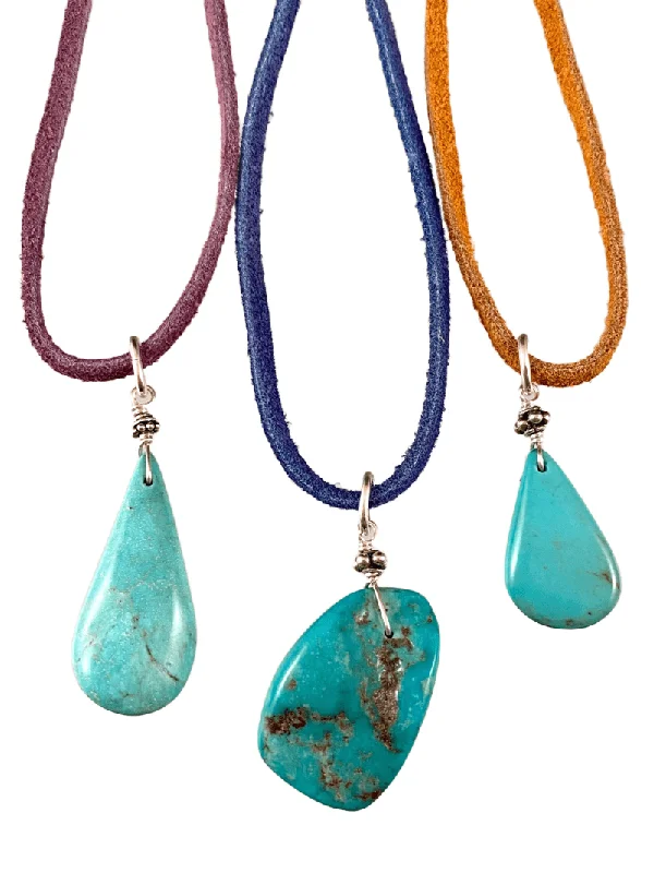 infinity necklaces for women -16" Turquoise on Colored Suede Necklace