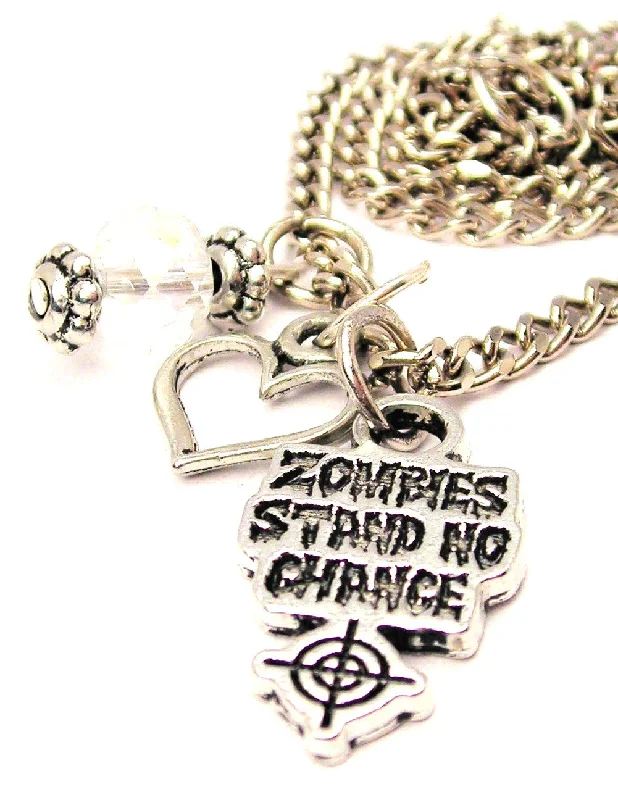 colorful necklaces for women -Zombies Stand No Chance Heart And Crystal Necklace