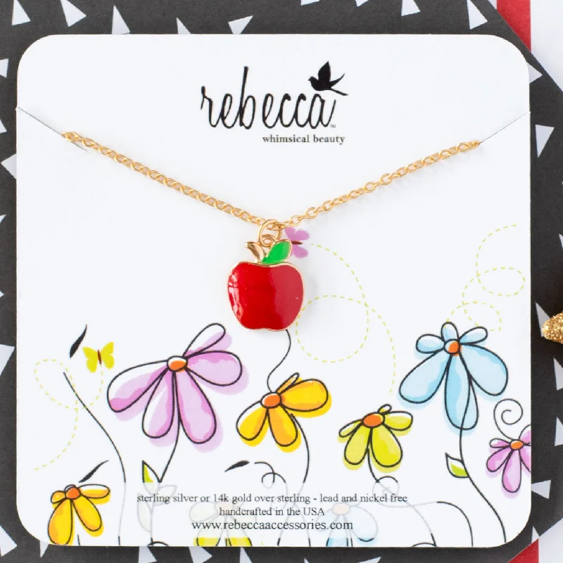 zodiac necklaces for women -Apple Enamel Necklace Children's