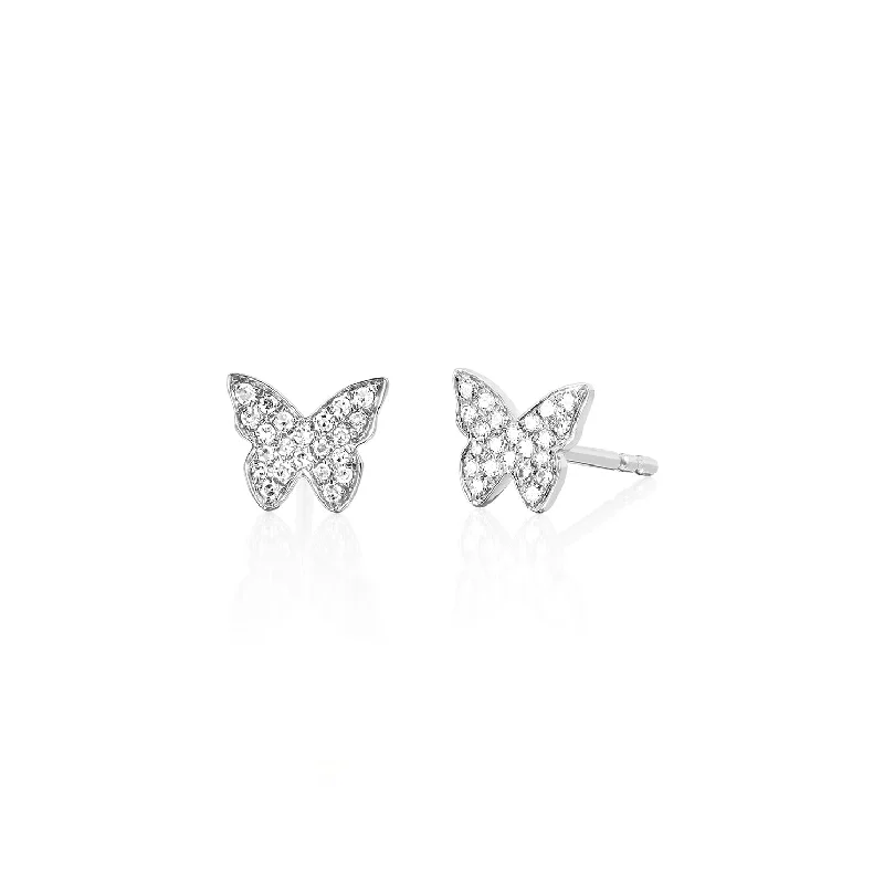 cute earrings for women -Diamond Butterfly Stud Earring