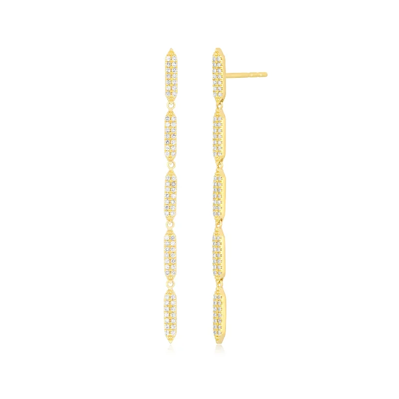 zirconia earrings for women -Pavé Diamond "On Point" Drop Earrings