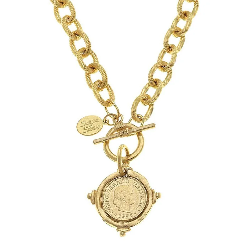 charm necklaces for women -Gold Coin Pendant Necklace on Chain