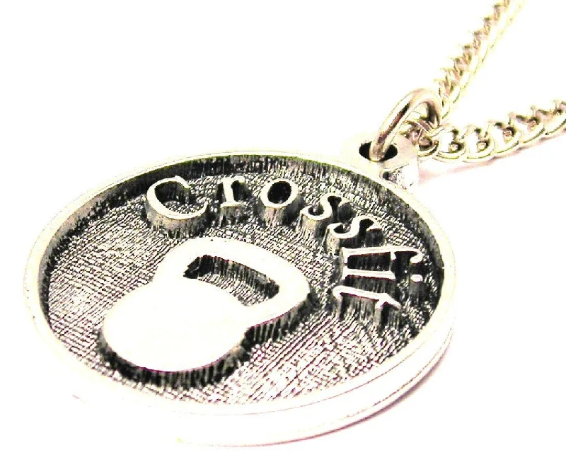 engraved necklaces for women -CrossFit With Kettlebell Circle Single Charm Necklace