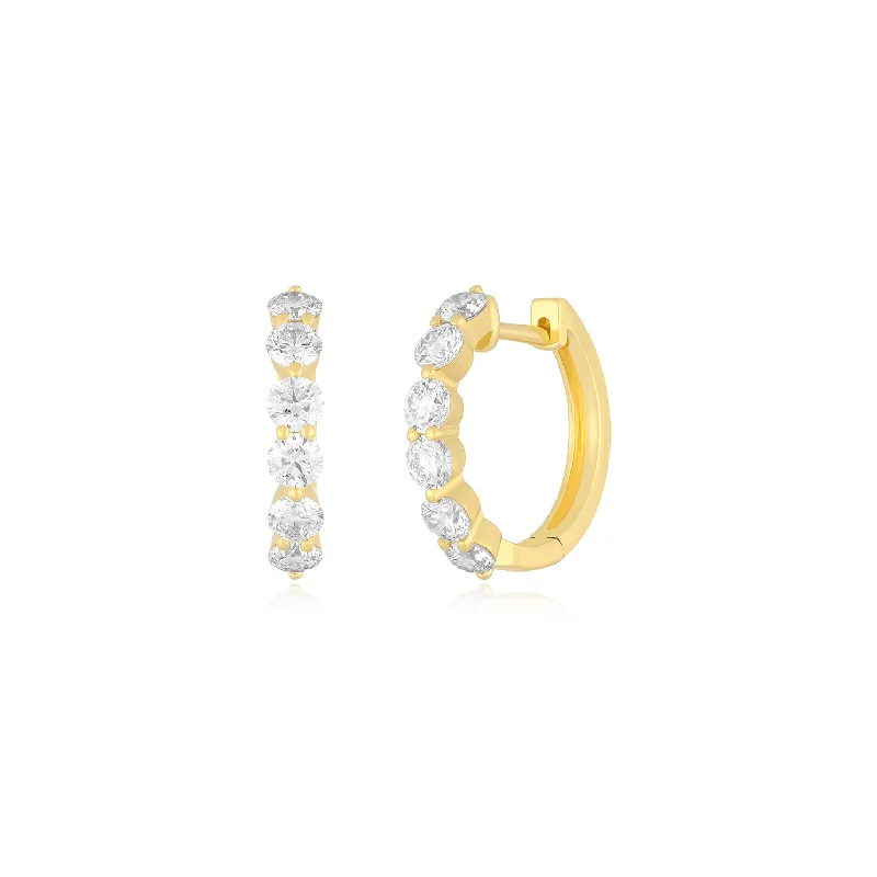 clip-on earrings for women -Jumbo Prong Set Diamond Hoop Earrings