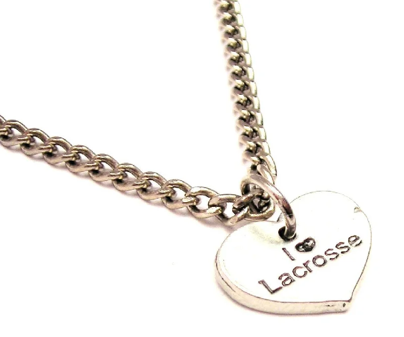 rose gold choker necklaces -I Love Lacrosse Single Charm Necklace