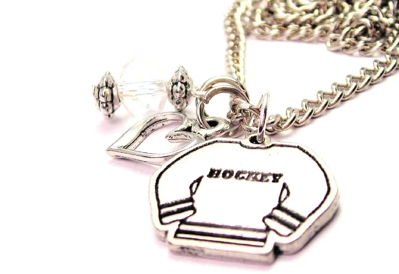 crystal necklaces for women -Hockey Jersey Necklace with Small Heart