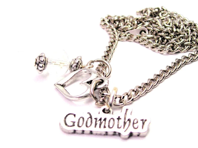 gold bar necklaces for women -Godmother Necklace with Small Heart