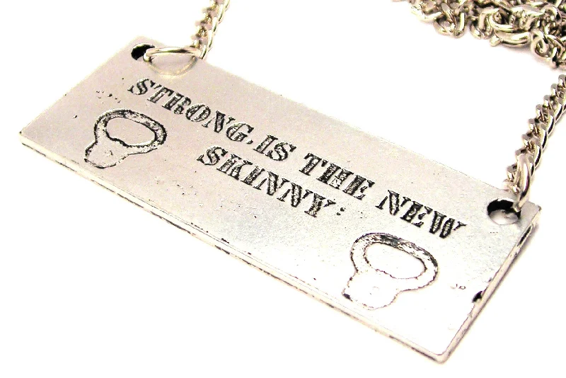 chunky necklaces for women -Strong Is The New Skinny With Kettlebells Statement Platform Necklace