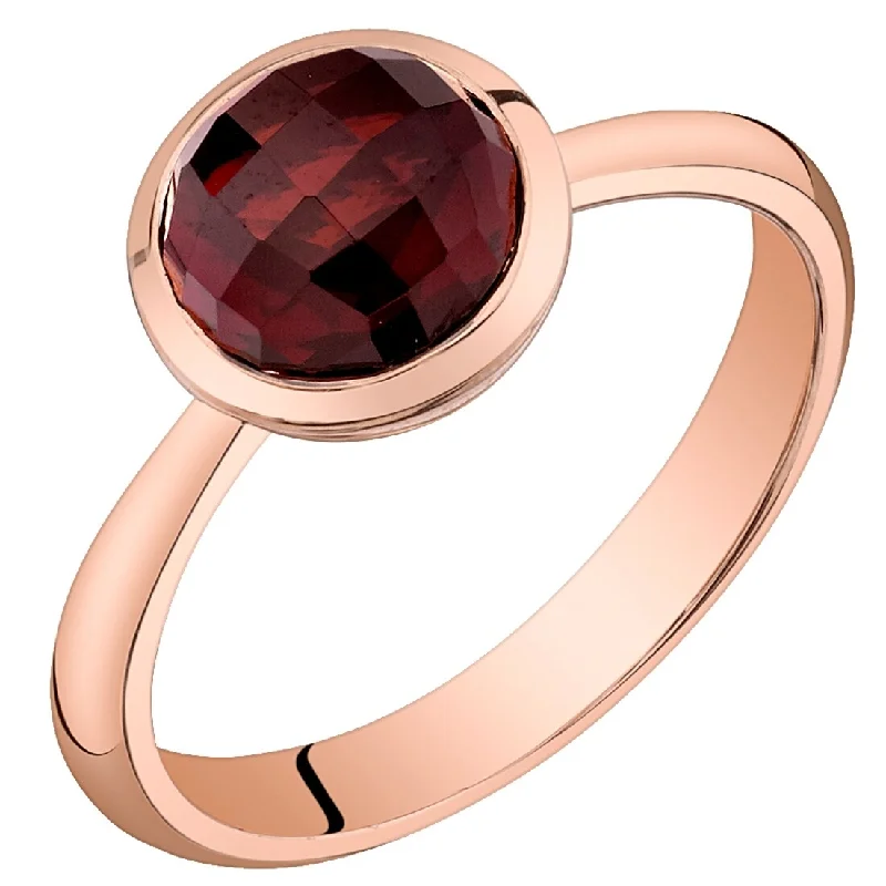 diamond wedding rings for women -14k Rose Gold 2.5ct Garnet Solitaire Birthstone Ring