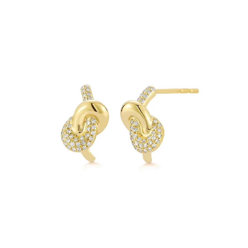 custom earrings for women -Diamond & Gold Love Knot Stud Earrings