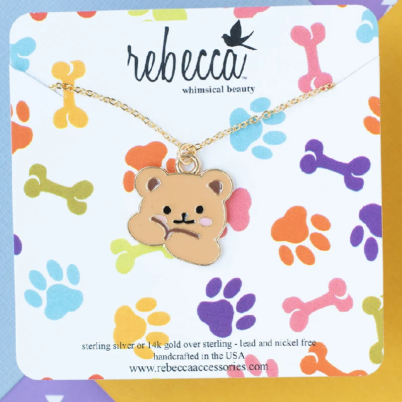 anniversary necklaces for women -Teddy Enamel Charm Necklace Children's Jewelry