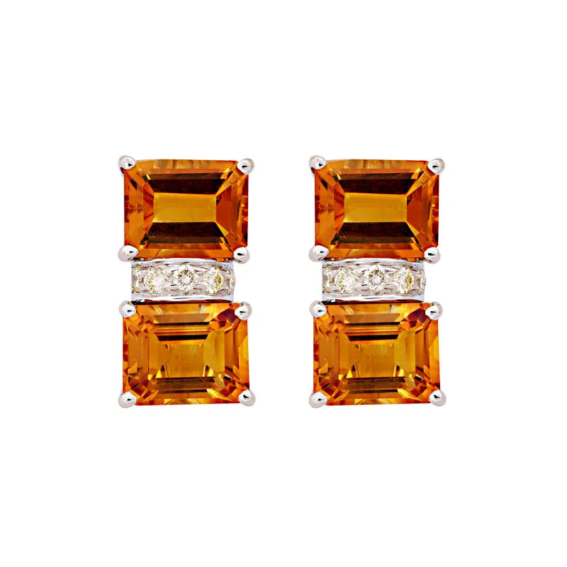 luxury ear cuffs -Earrings-Citrine and Diamond