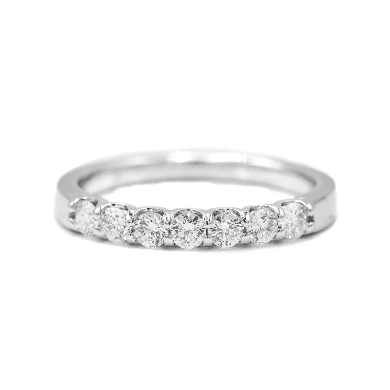 anniversary gemstone rings -Platinum .50ctw Scoop-Cup Diamond Band