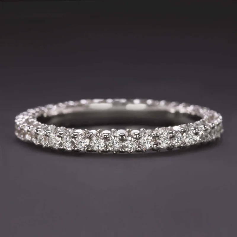 anniversary rings for women -1.4ct VERY GOOD CUT DIAMOND WEDDING BAND THREE SIDED ETERNITY RING ROUND NATURAL