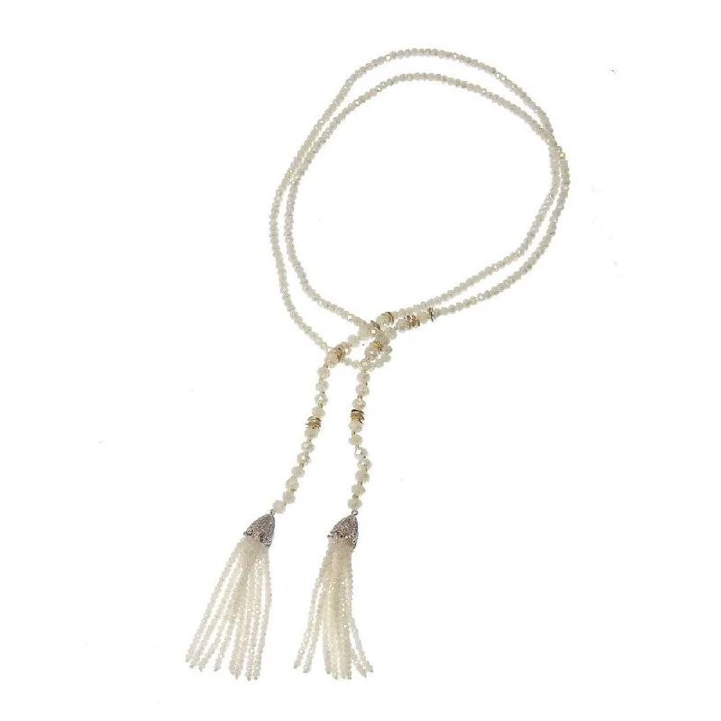 birthday gift necklaces for women -White Tassel Necklace