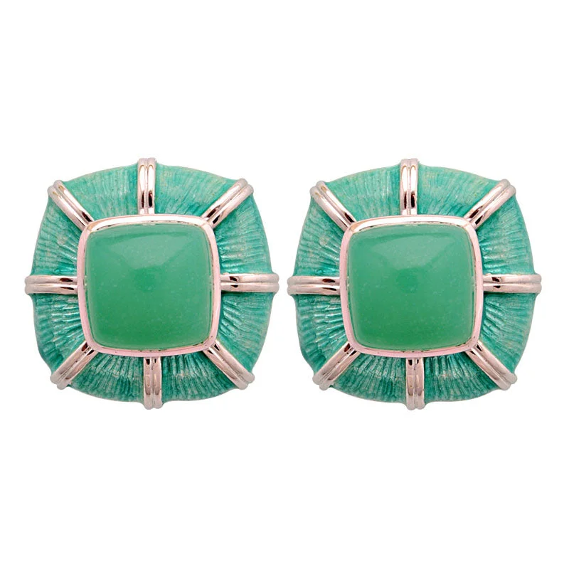 sapphire earrings for women -Earrings-Chrysoprase (Enamel)