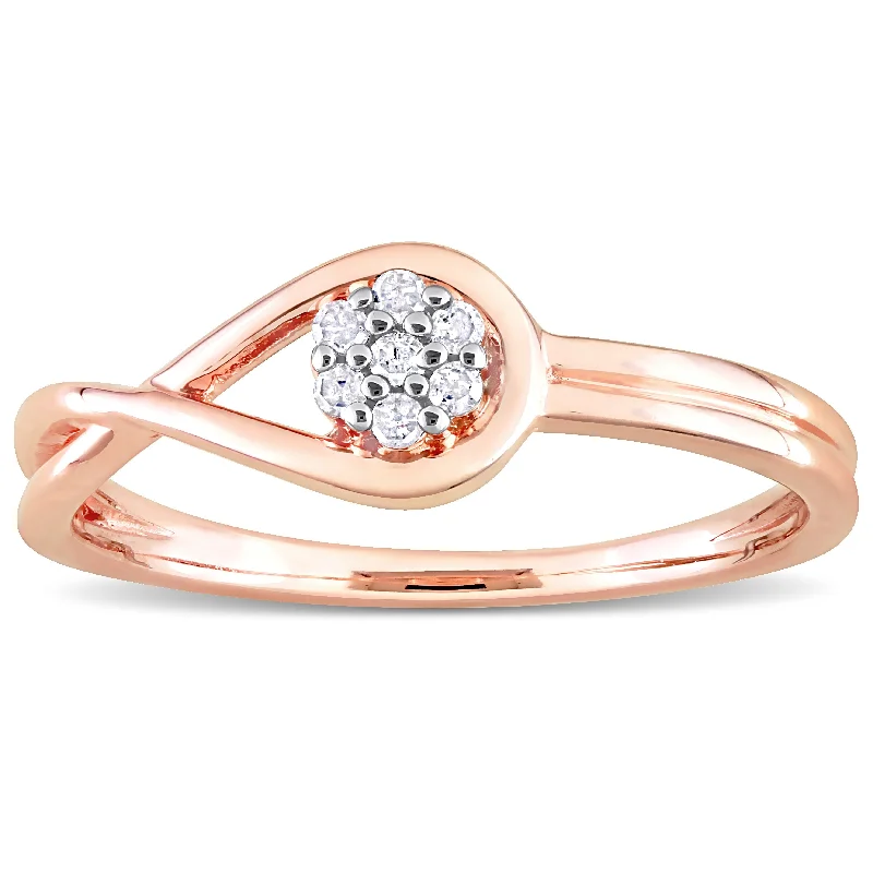 halo wedding rings for women -Miadora Diamond Accent Infinity Promise Ring in Rose Plated Sterling Silver