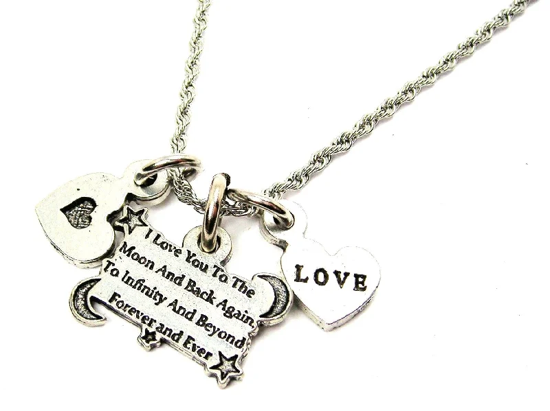 engagement necklaces for women -I Love You To The Moon And Back Again To Infinity And Beyond Forever And Ever Stainless Steel Rope Chain Necklace