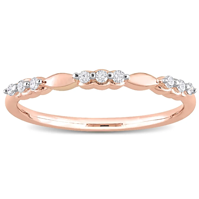 diamond wedding rings for women -Miadora 1/10ct TDW Diamond Stacking Semi-Eternity Ring in Rose Plated Sterling Silver