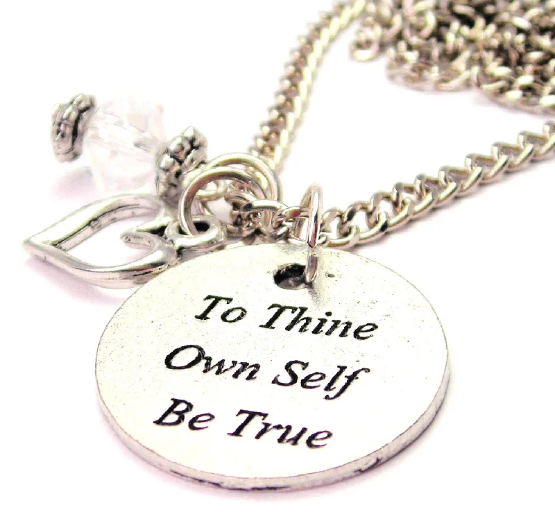 custom name necklaces for women -To Thine Own Self Be True Necklace with Small Heart