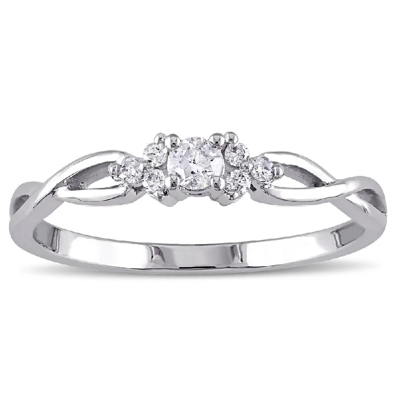 oval rings for women -Miadora 10k White Gold 1/6ct TDW Diamond Trillium Infinity Ring