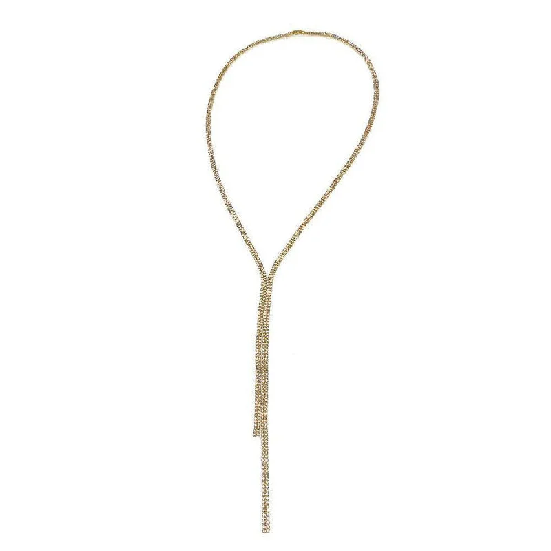 luxurious necklaces for women -Lariat Gold Crystal Necklace