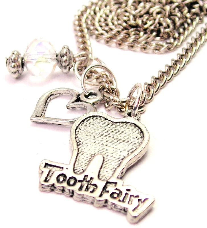 crystal necklaces for women -Tooth Fairy Necklace with Small Heart